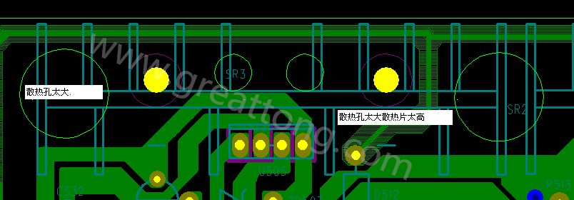 PCB設(shè)計中，散熱孔散熱片設(shè)計不當(dāng)，造成很多電源板斷裂