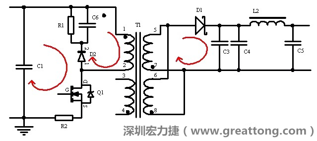 元件布局的時(shí)候，要優(yōu)先考慮高頻脈沖電流和大電流的環(huán)路面積，盡可能地減小,以抑制開關(guān)電源的輻射干擾