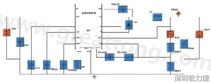 參考圖1的電流通路：把FET在導(dǎo)通狀態(tài)下流經(jīng)的通路標(biāo)記為紅色；把FET在關(guān)斷狀態(tài)下的迴路標(biāo)記為綠色。