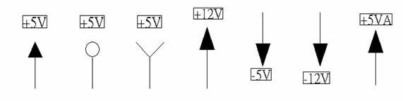 電源符號(hào)有下列幾種，可使用鍵盤 [Ctrl + Tab] 鍵切換：